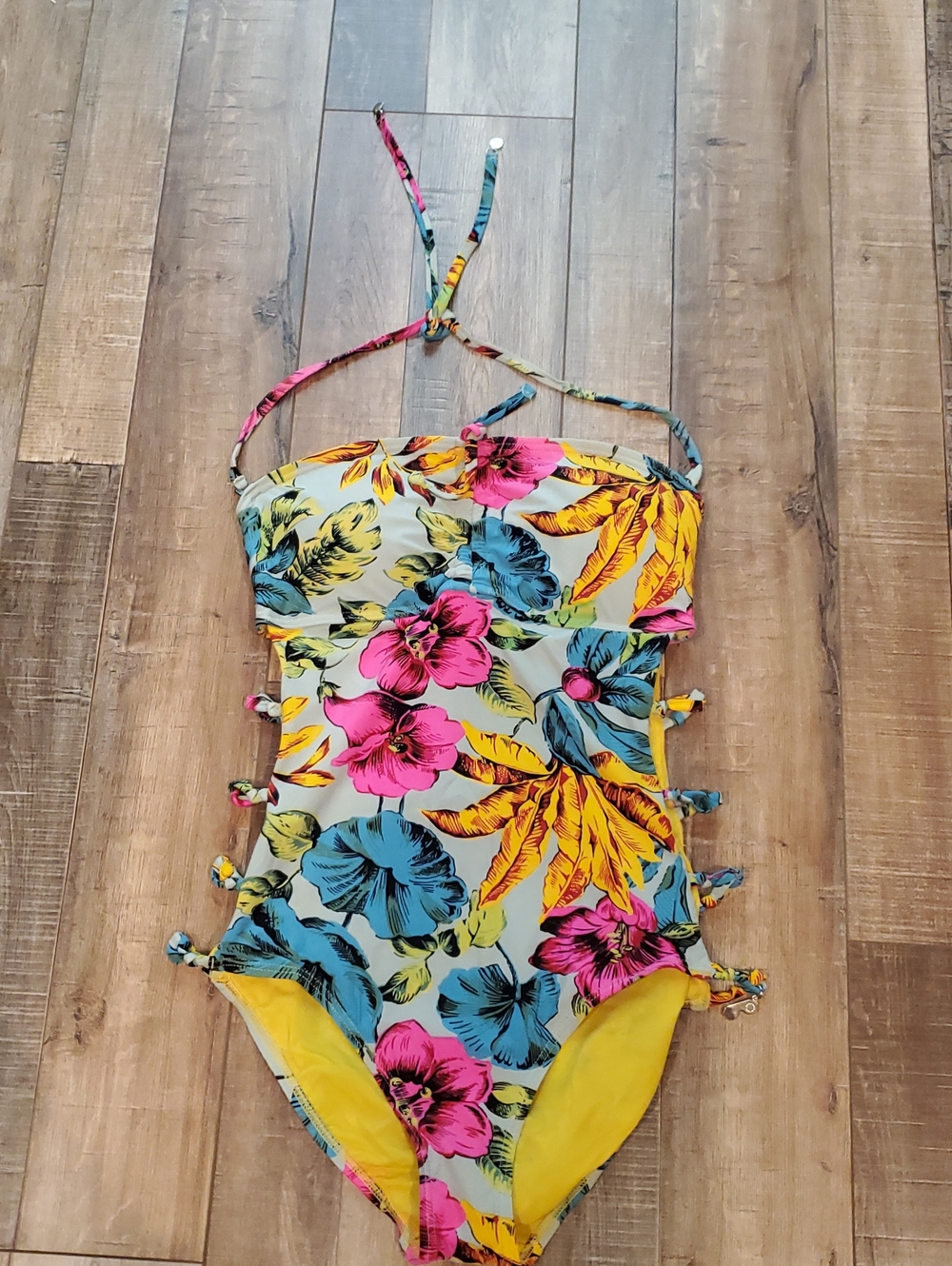 Vintage Marc Jacobs Tropical Bandeau One Piece Swimsuit Swimwear Sz S